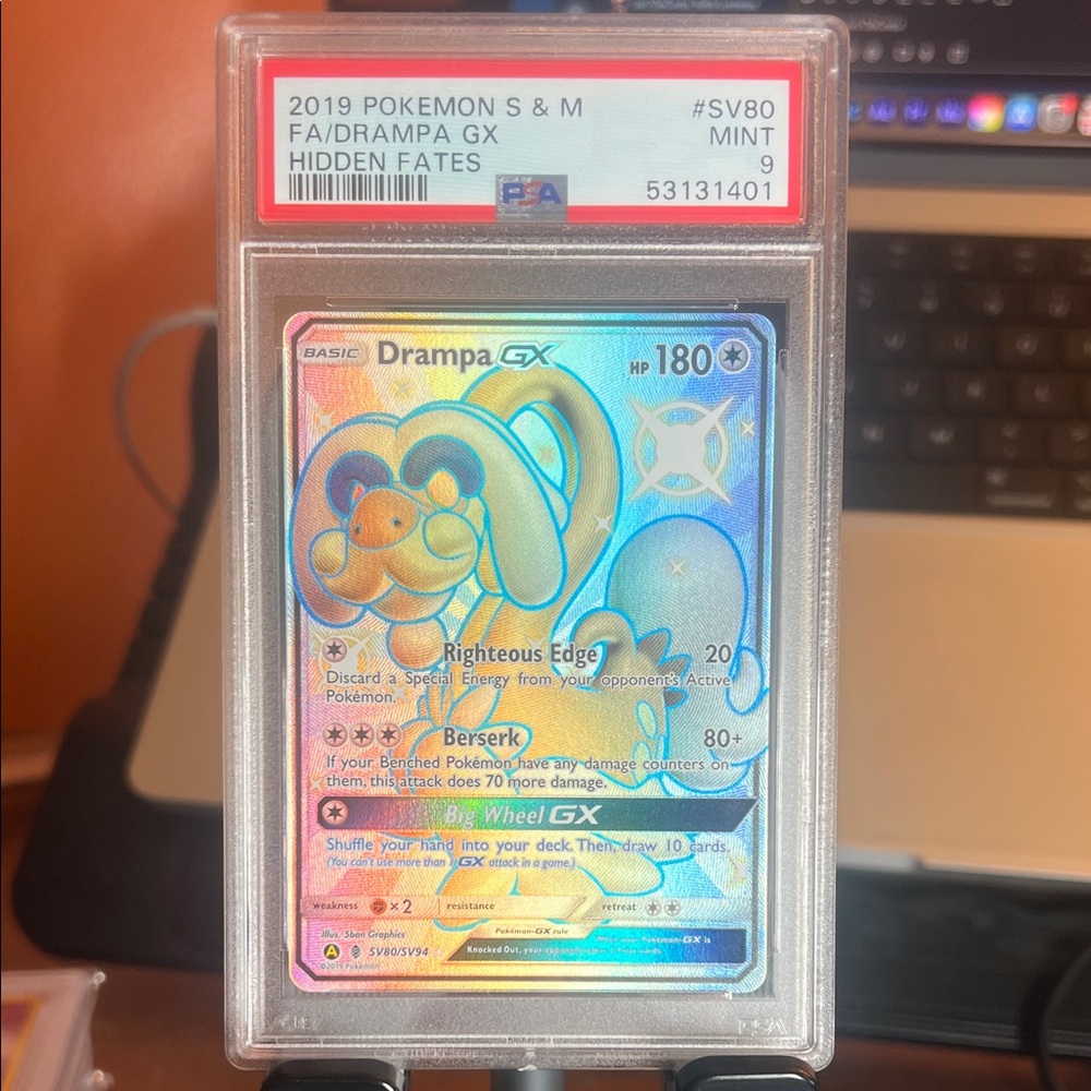 Pokemon Drampa GX Trading Card - Blue and Gold